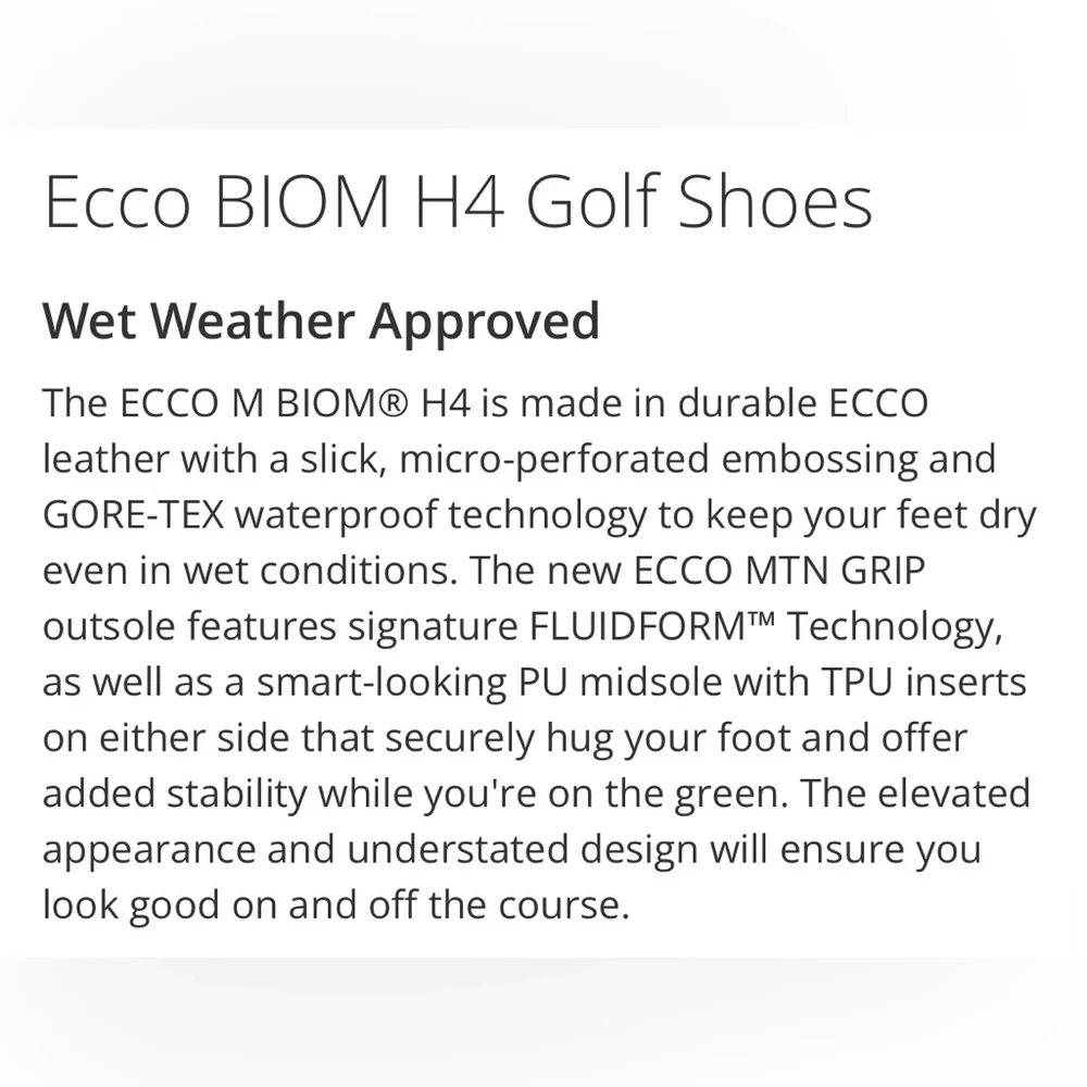 Ecco Men’s Biom H4 Golf Shoes-Leather-Gore-Tex-Concrete-Various Sizes NIB - Picture 5 of 10